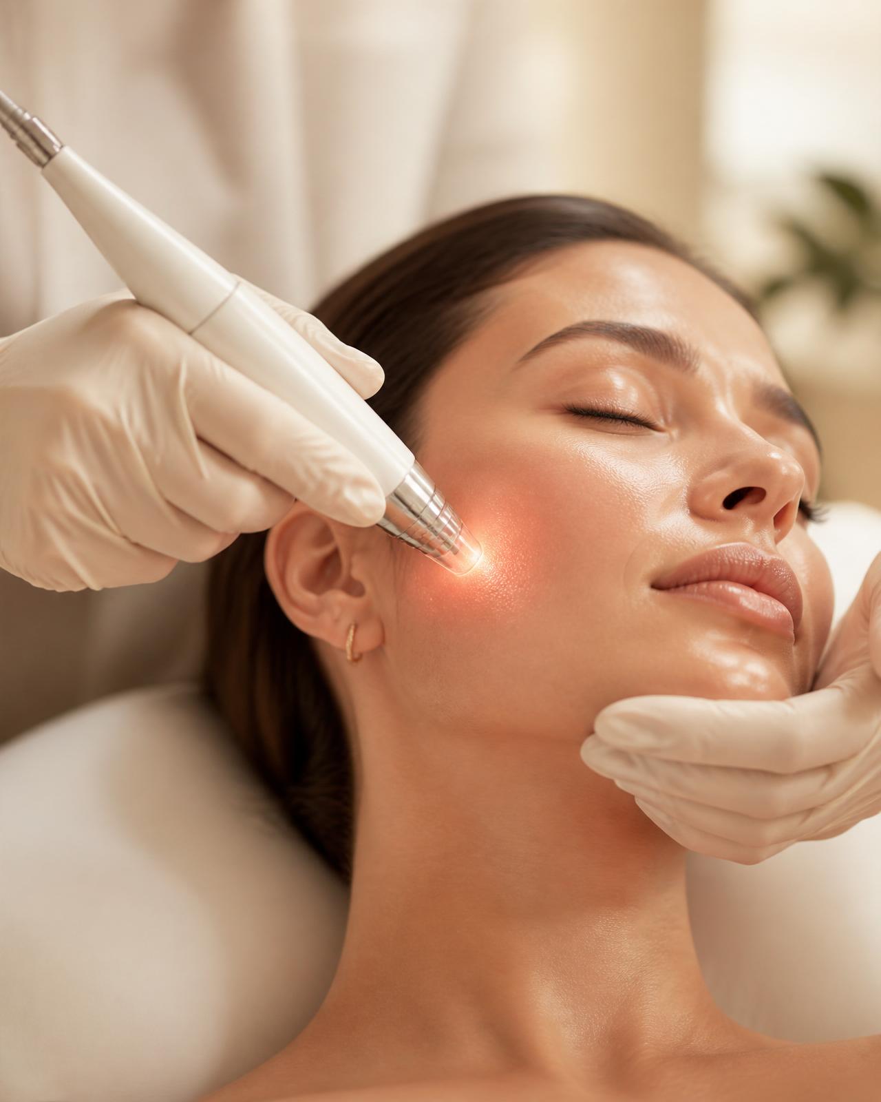 Dermatologist performing a refined laser treatment
